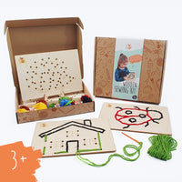 Wooden Sewing Kit with a Plastic Needle