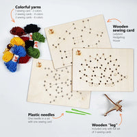 Wooden Sewing Kit with a Plastic Needle