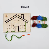 Wooden Sewing Kit with a Plastic Needle