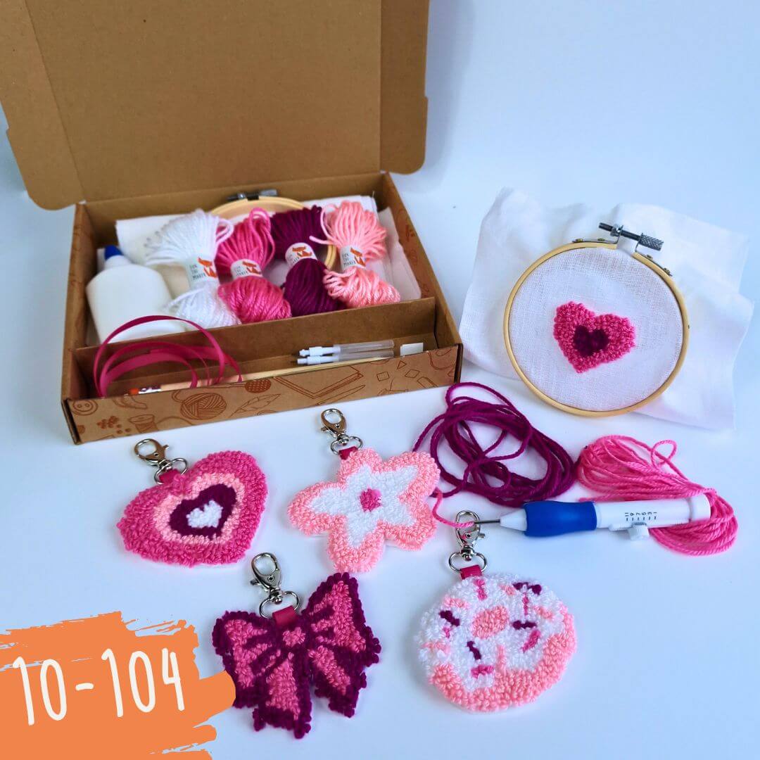 DIY Punch Needle Nyckelringskit, Rosa Paradis