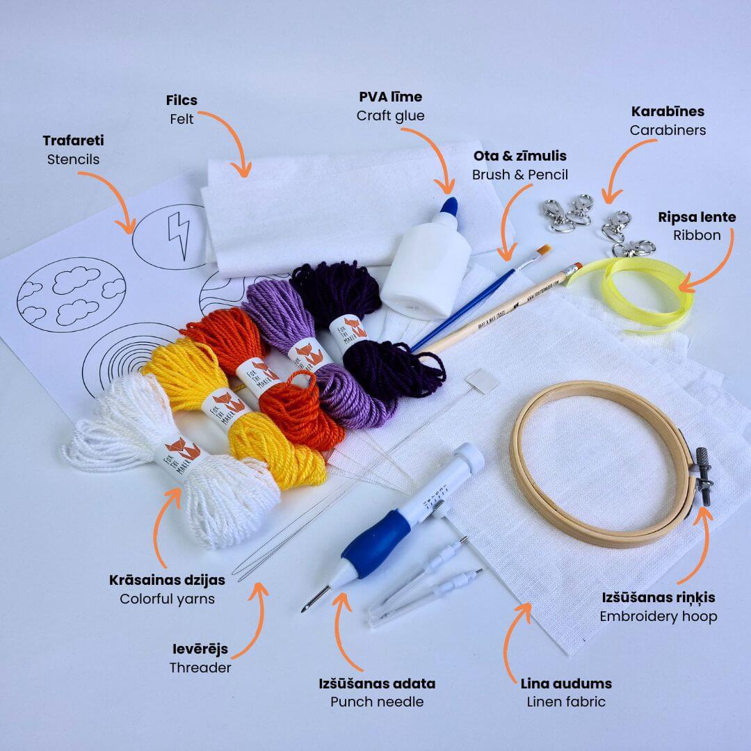 DIY Punch Needle Nyckelringssats, Färgglada Cirklar