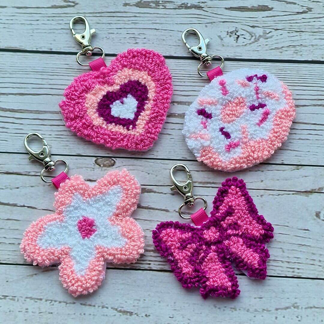 DIY Punch Needle Nyckelringskit, Rosa Paradis
