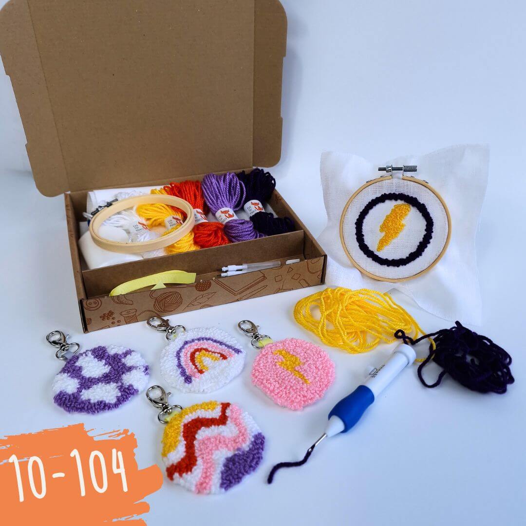 DIY Punch Needle Nyckelringssats, Färgglada Cirklar
