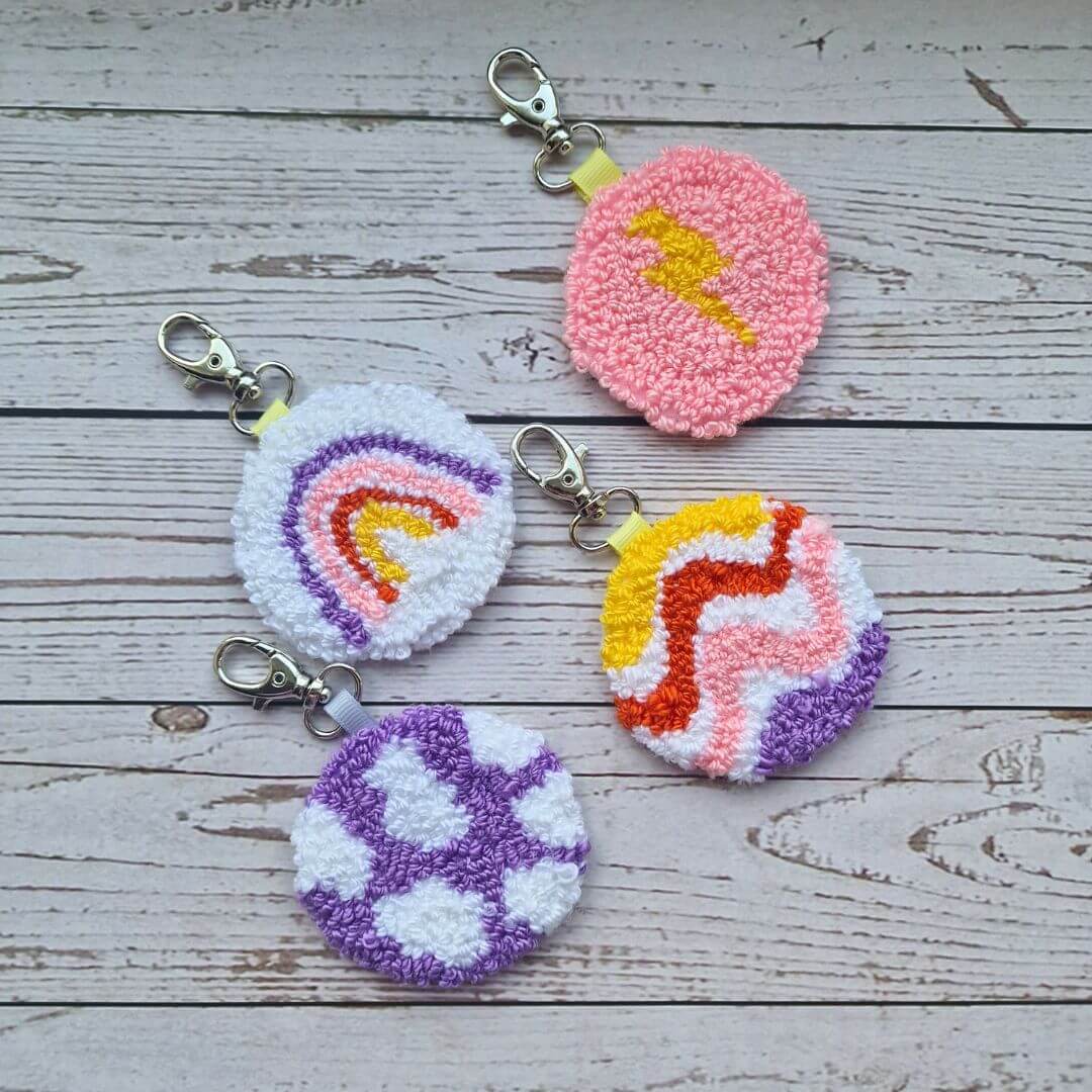 DIY Punch Needle Nyckelringssats, Färgglada Cirklar