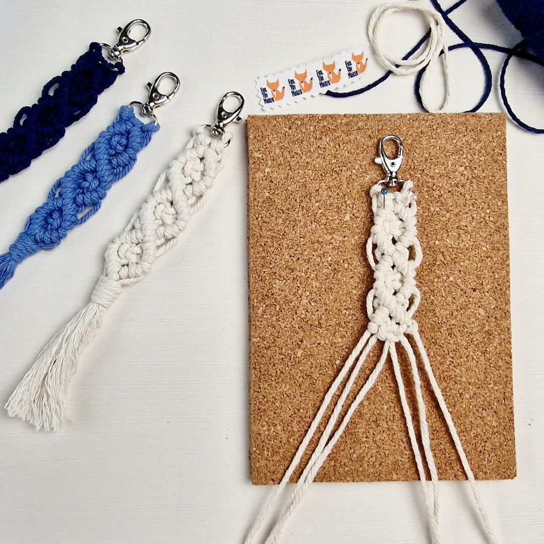 Macrame Keychain Kit, diamond pattern